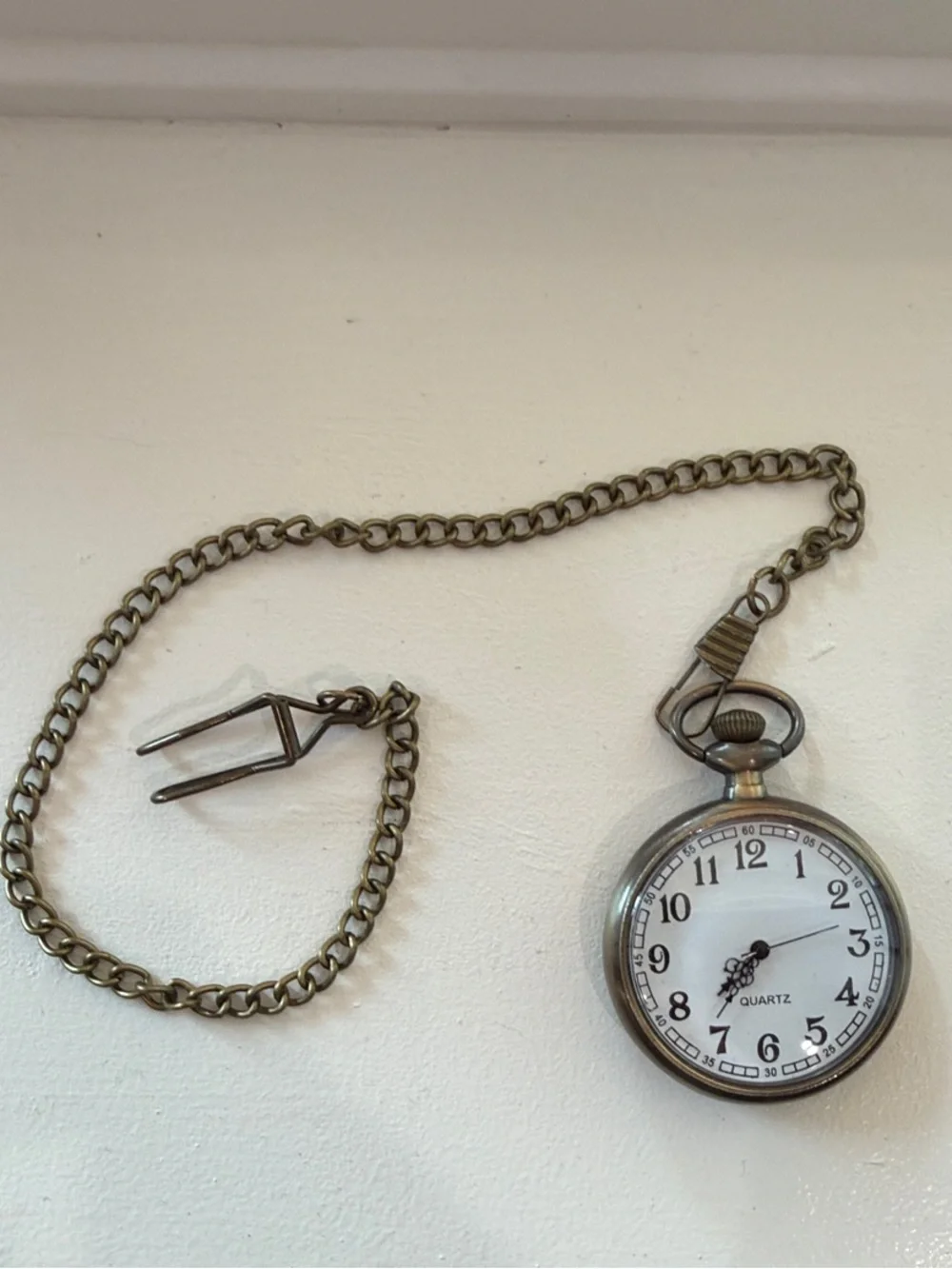 Men's Costume Vintage-Style Pocket Watch with Chain - Brass Finish